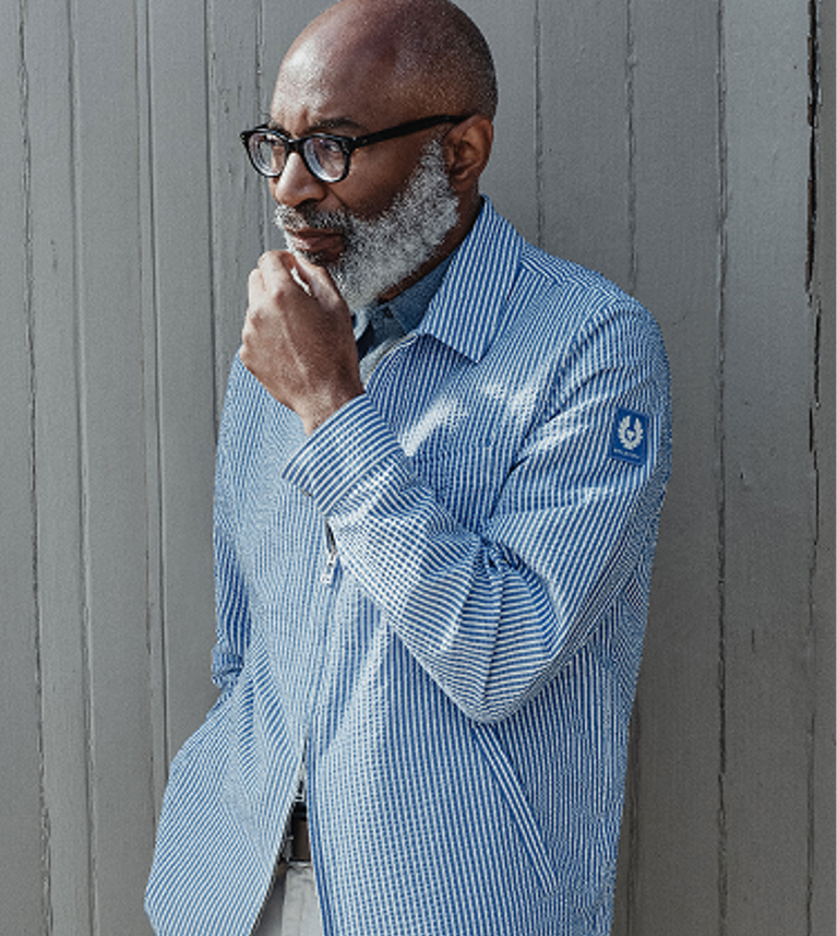 Channel Overshirt in Hydra Blue/Natural.