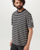 Men's Drum T-Shirt Rail Stripe in Black / Stone Beige.