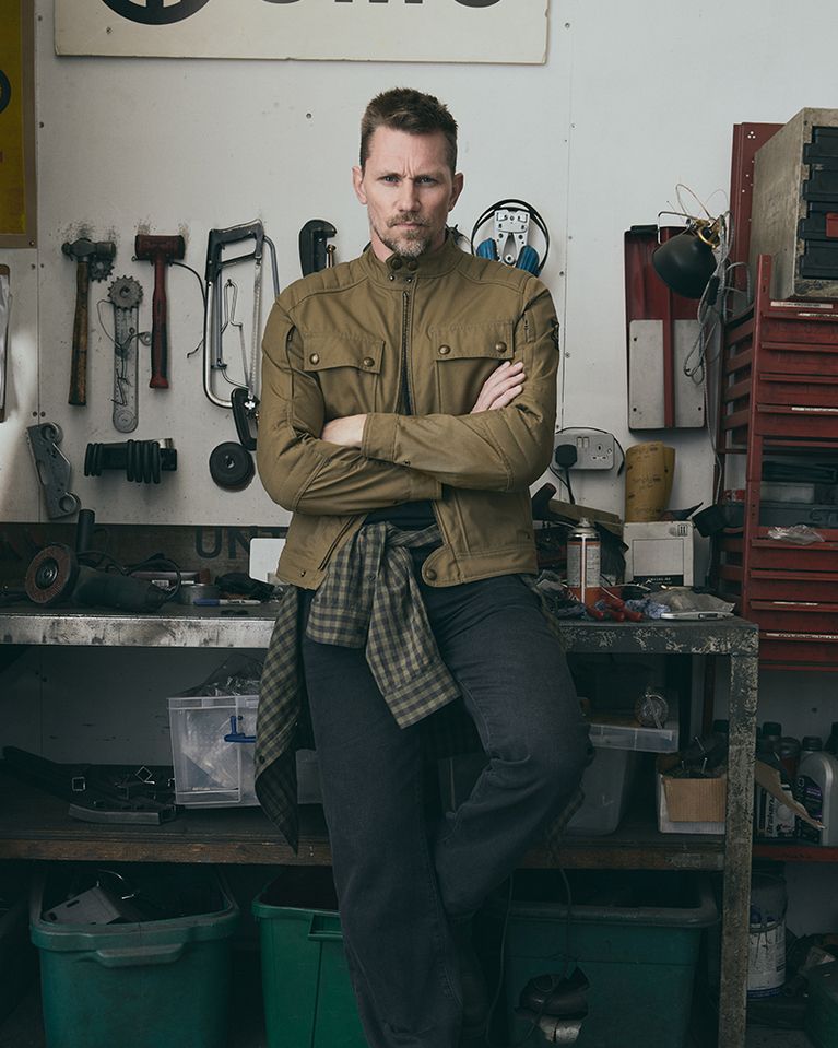 Roberts Motorcycle Jacket in Belstaff Olive.